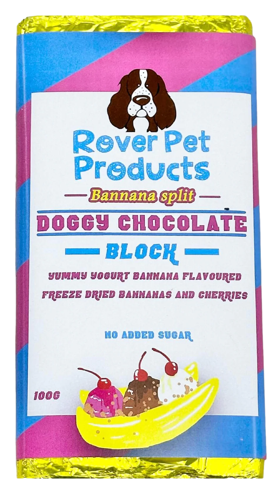 Rover Pet Products barre de chocolat pour chiens Banana Split 100g