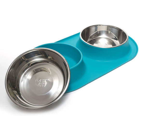 Messy Mutts bols doubles en inox avec base en silicone