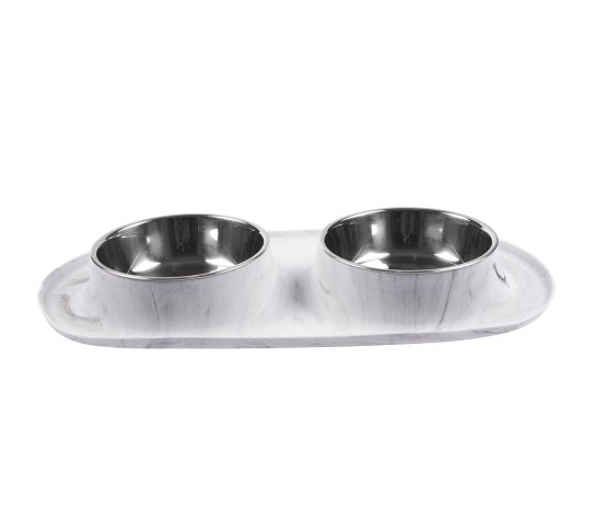 Messy Mutts bols doubles en inox avec base en silicone