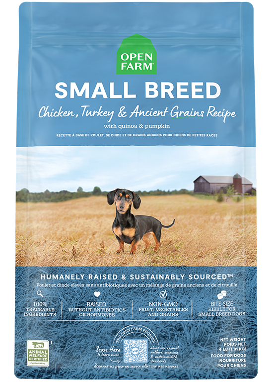 Open Farm nourriture sèche pour chiens de petites races Poulet, dinde et grains anciens 1.8 kg                   ** NOURRITURE SÈCHE NON VENDUE EN LIGNE **