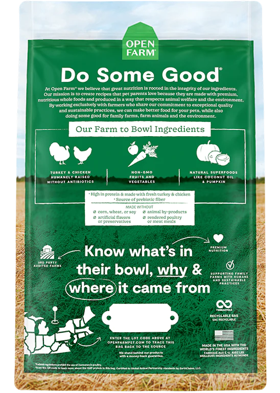 Open Farm Homestead nourriture sèche pour chiens Dinde et poulet sans grains           ** NOURRITURE SÈCHE NON VENDUE EN LIGNE **