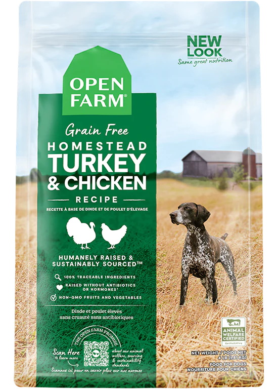 Open Farm Homestead nourriture sèche pour chiens Dinde et poulet sans grains           ** NOURRITURE SÈCHE NON VENDUE EN LIGNE **