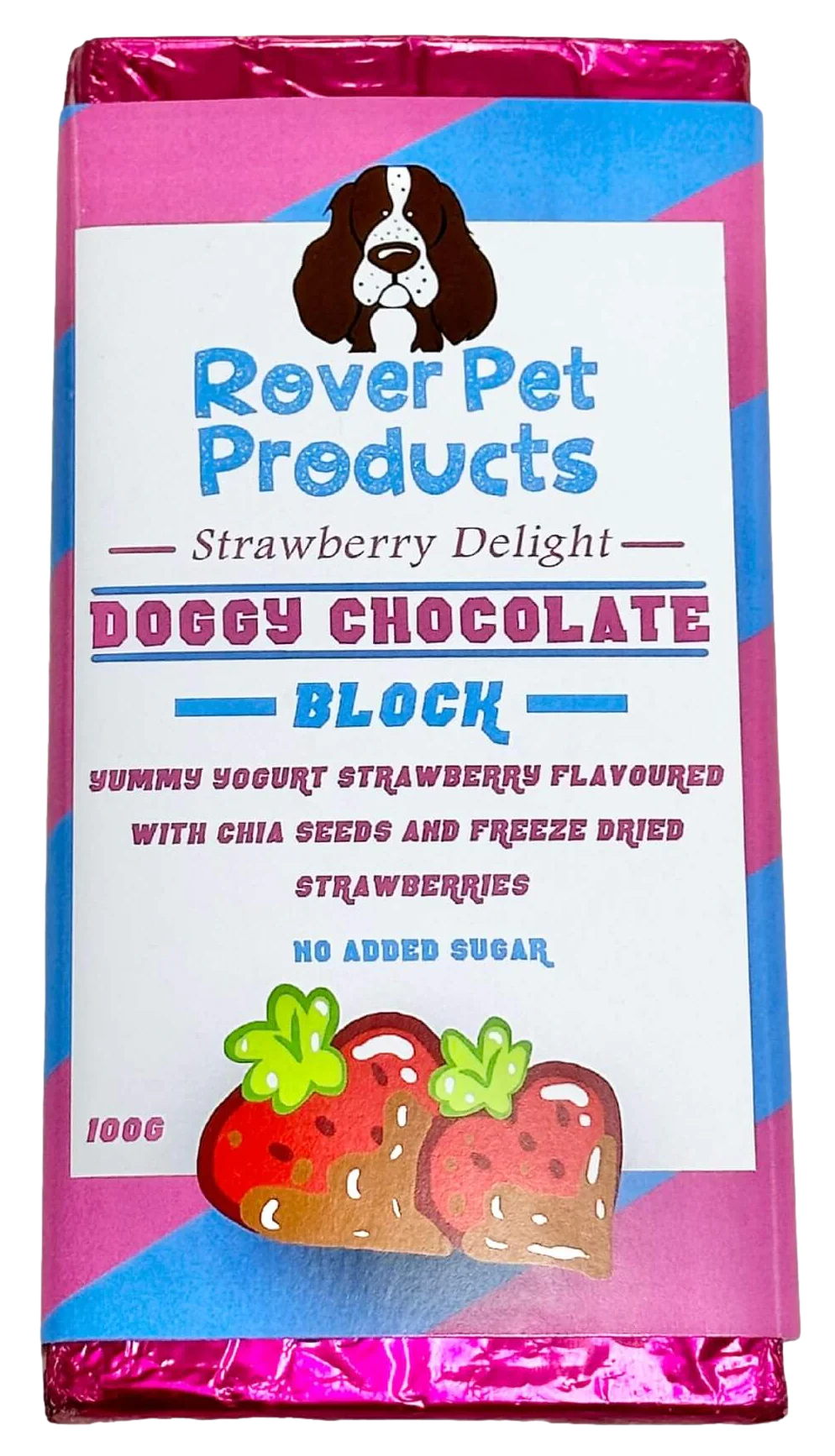 Rover Pet Products barre de chocolat pour chiens Strawberry Delight 100g