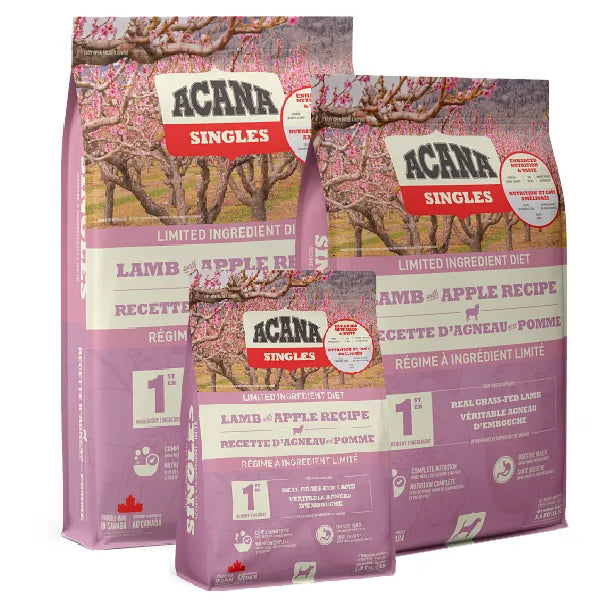 Acana Singles nourriture sèche pour chiens Agneau et pomme sans grains              ** Nourriture sèche disponible seulement en boutique physique**