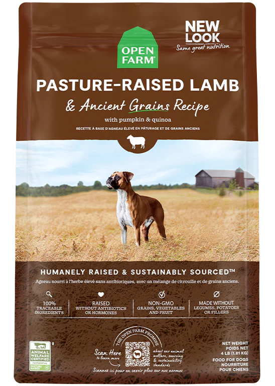 Open Farm nourriture sèche pour chiens Agneau et grains anciens 9.98 kg          ** NOURRITURE SÈCHE NON VENDUE EN LIGNE **