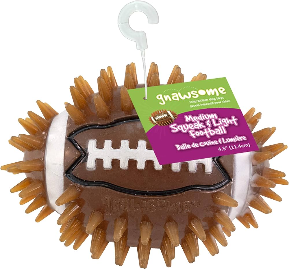 Royal Pet Gnawsome balle à pics lumineuse Squeak & Light Football 4.5''
