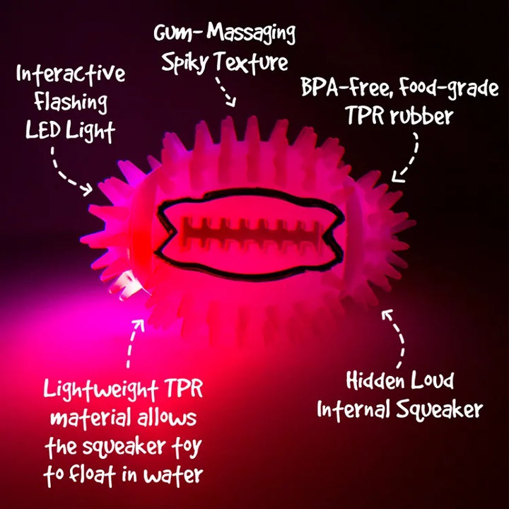 Royal Pet Gnawsome balle à pics lumineuse Squeak & Light Football 4.5''