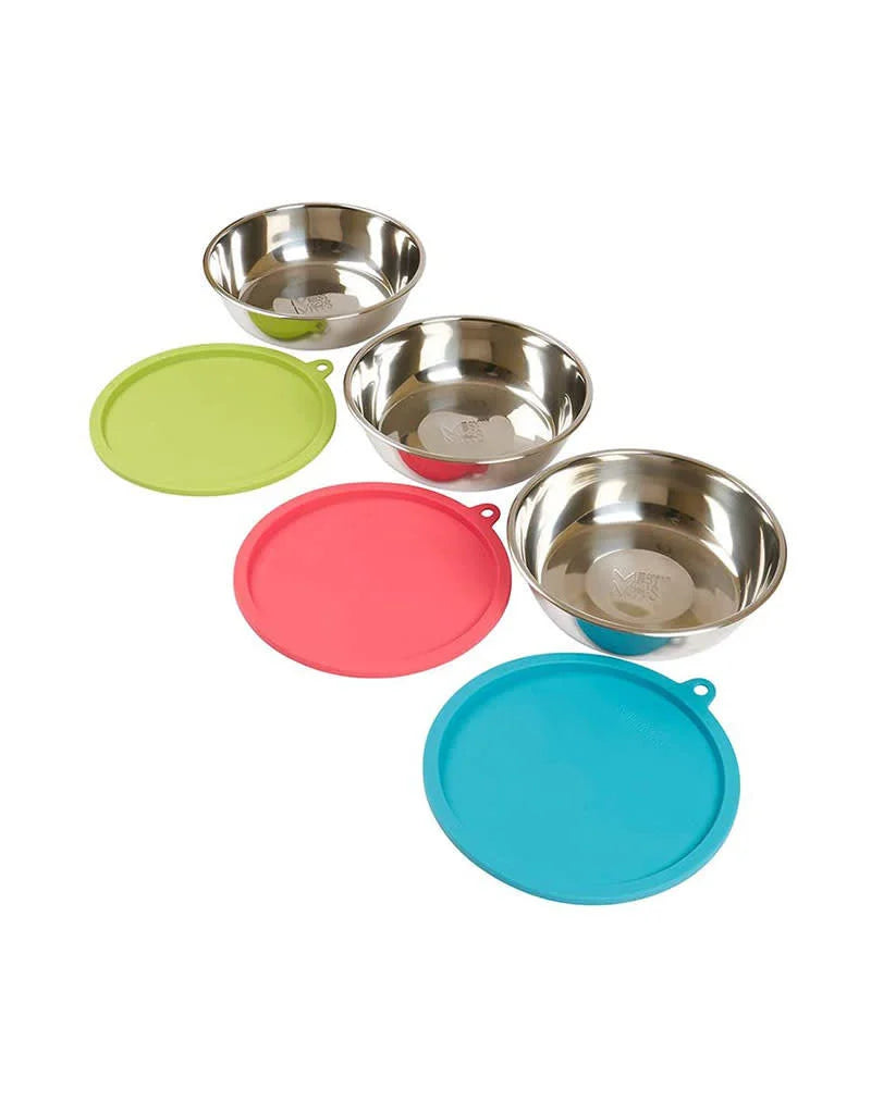 Messy Mutts ensemble de 3 bols en acier inoxydable et couvercles