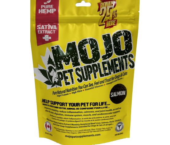 Mojo suppléments pour chats et chiens à base de chanvre saveur de Saumon