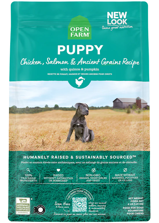 Open Farm nourriture sèche pour chiots Poulet et Saumon avec grains anciens 9.98 kg                ** NOURRITURE SÈCHE NON VENDUE EN LIGNE **