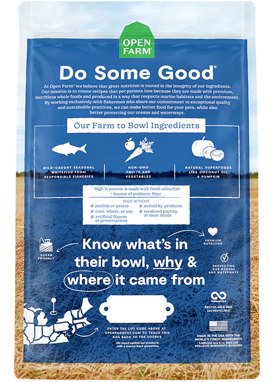 Open Farm nourriture sèche pour chiens Poisson blanc sans grains                 ** NOURRITURE SÈCHE NON VENDUE EN LIGNE **