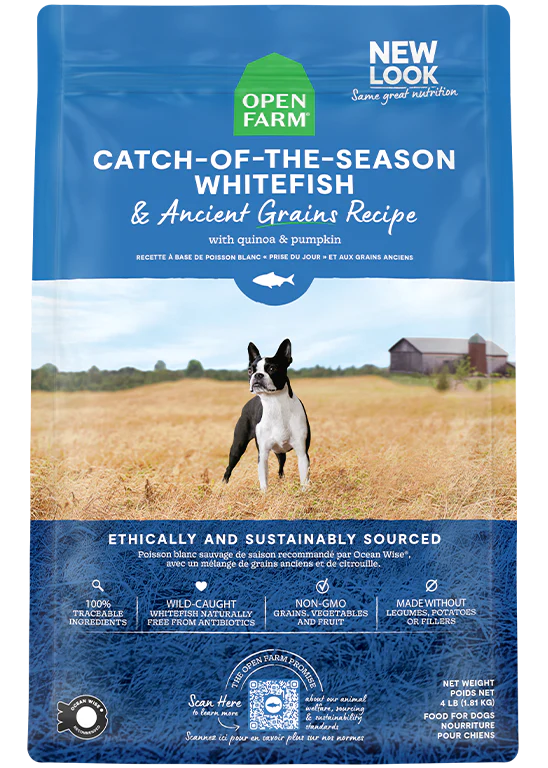 Open Farm nourriture sèche pour chiens Poisson blanc et grains anciens 9.98 kg               ** NOURRITURE SÈCHE NON VENDUE EN LIGNE **