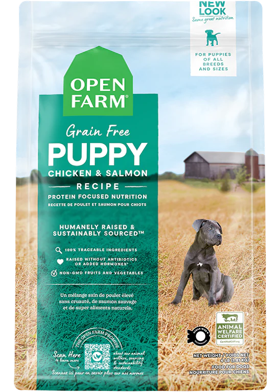 Open Farm nourriture sèche pour chiot Poulet et saumon sans grains                 ** NOURRITURE SÈCHE NON VENDUE EN LIGNE **