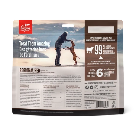 Orijen gâterie lyophilisée pour chiens Regional Red 92g