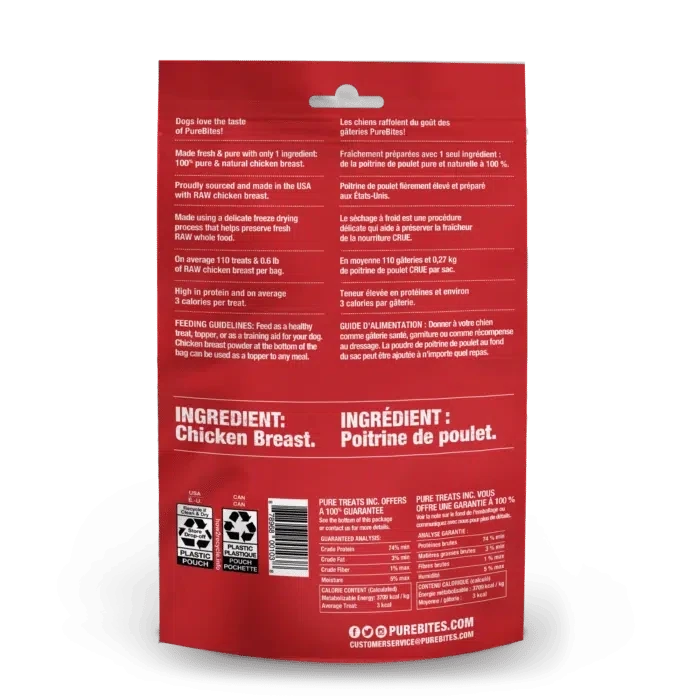 PureBites gâterie pour chiens Poitrine de poulet séchée à froid