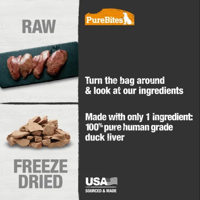 PureBites gâterie pour chiens Foie de canard séché 74g