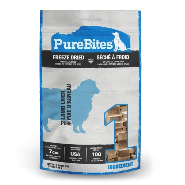 PureBites gâterie pour chiens Foie d'agneau séché à froid 95g