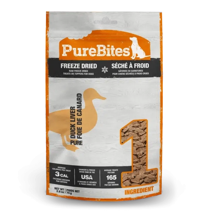 PureBites gâterie pour chiens Foie de canard séché 74g