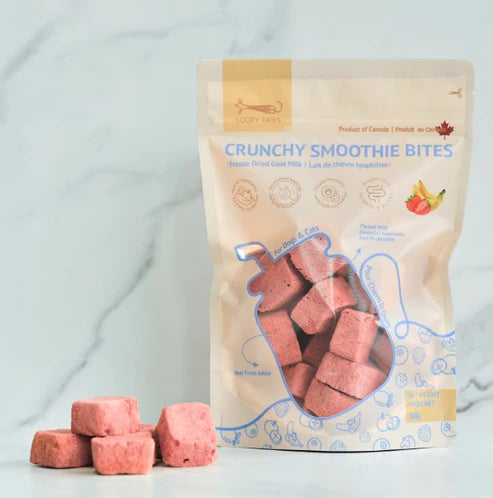 Loopy Paws bouchées croquantes lyophilisées Smoothie banane et fraise 30g