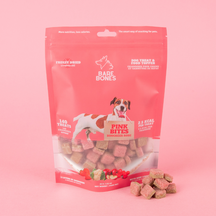 BareBones gâterie lyophilisée pour chiens Bouchées roses 35g