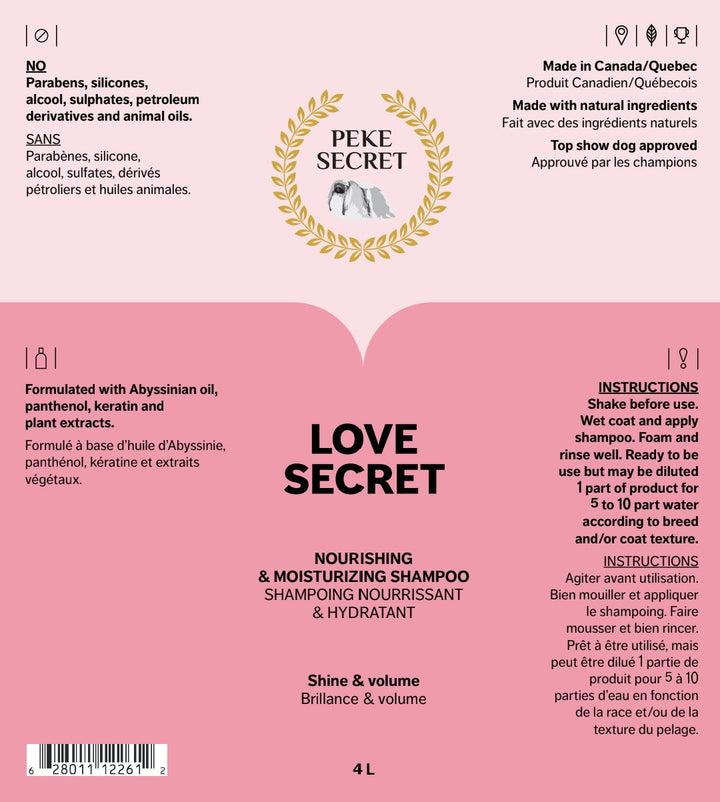 Peke Secret shampoing nourrissant et hydratant Love Secret 250 ml