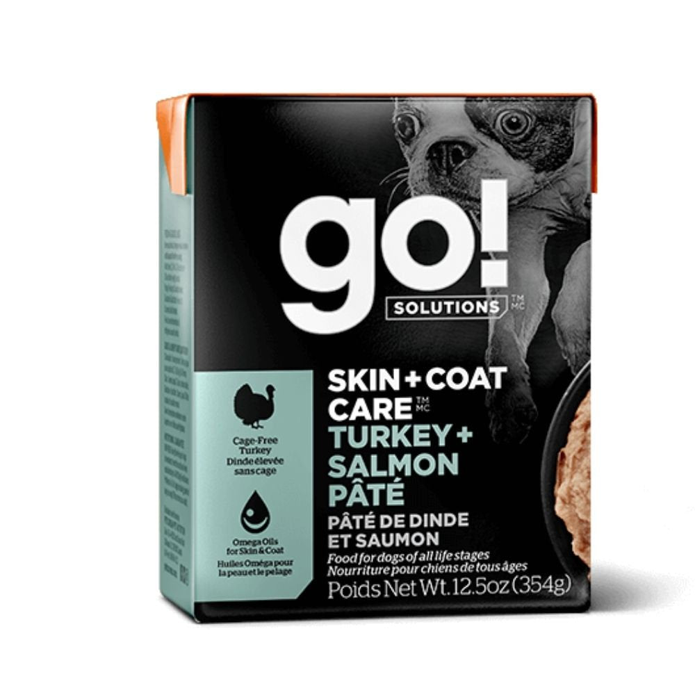 Go! Solutions Skin + Coat nourriture humide pâté de dinde et saumon avec grains 354g