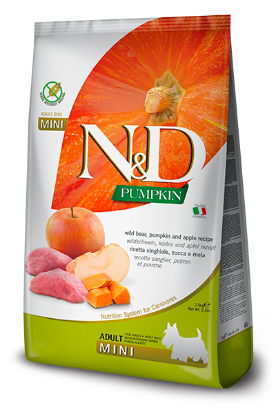 Farmina N&D Citrouille nourriture sèche pour chiens adultes mini Sanglier et pommes sans grains 2 kg                     ** NOURRITURE SÈCHE NON VENDUE EN LIGNE **