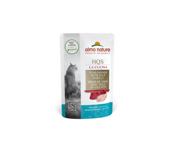 Almo Nature nourriture humide en pochette pour chats HQS La Cucina Thon et Sole 55g