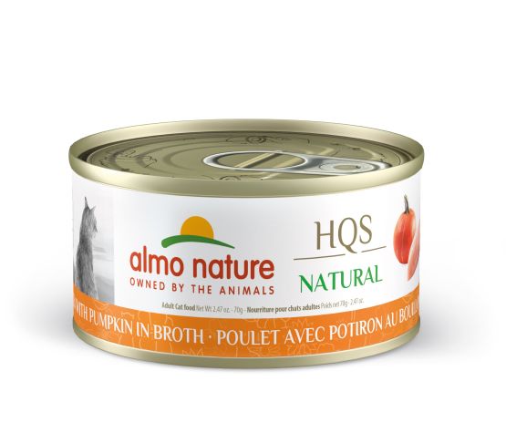 Almo Nature nourriture humide pour chats HQS Natural Poulet et Potiron au bouillon 70g