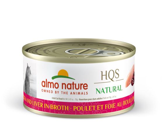 Almo Nature nourriture humide pour chats HQS Natural Poulet et Foie au bouillon 70g