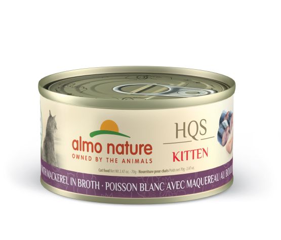 Almo Nature nourriture humide pour chatons HQS Natural Poisson blanc avec Maquereau au bouillon 70g