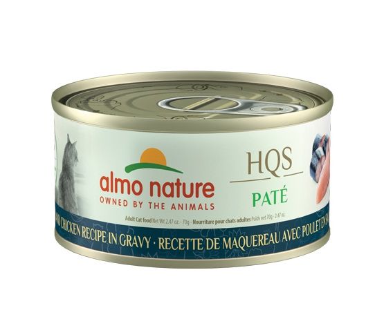 Almo Nature nourriture humide pour chats HQS Natural Pâté au maquereau avec poulet 70g