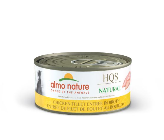 Almo Nature nourriture humide pour chiens HQS Natural Entrée de filet de poulet en bouillon 156g