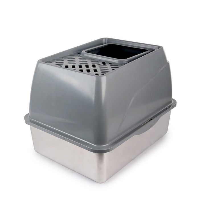 All For Paws litière en acier inoxydable ouverture par le haut Sans Dégâts