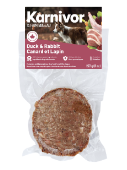 Karnivor nourriture crue pour chiens Canard et Lapin