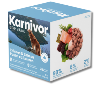 Karnivor nourriture crue pour chiens Poulet et Saumon (nouvelle formule)