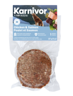 Karnivor nourriture crue pour chiens Poulet et Saumon (nouvelle formule)