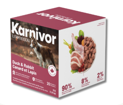 Karnivor nourriture crue pour chiens Canard et Lapin