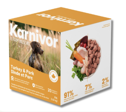 Karnivor nourriture crue pour chiens Dinde et Porc