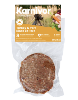 Karnivor nourriture crue pour chiens Dinde et Porc
