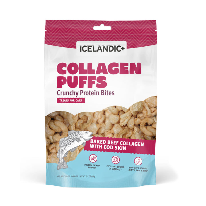 Icelandic+ gâteries soufflées de collagène avec peau de morue pour chats Collagen Puffs 14g