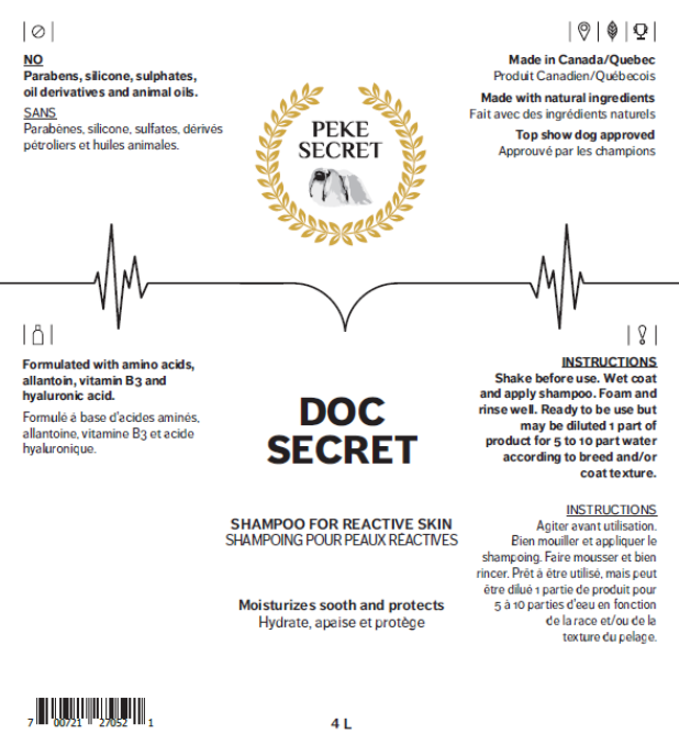 Peke Secret shampoing pour chats et chiens Doc Secret 250 ml