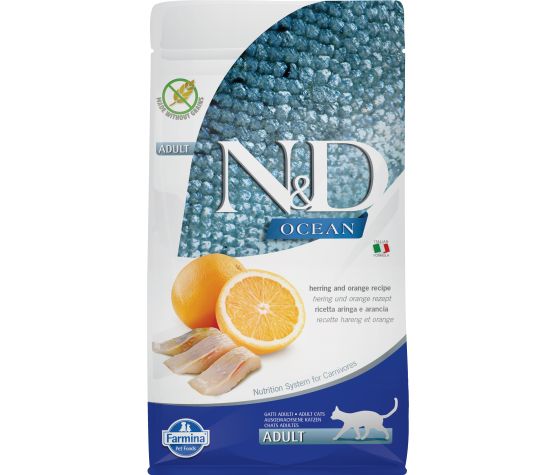 Farmina N&D Citrouille nourriture sèche pour chats Hareng et orange sans grains                       ** LIVRAISON LOCALE OU RETRAIT MAGASIN SEULEMENT **