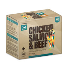 BCR Big Country Raw nourriture crue pour chats Fare Game Poulet, Saumon et Boeuf 2 lb