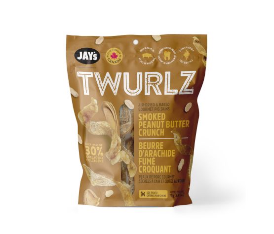 Jay's gâterie de peau de porc séchée pour chiens Beurre d'arachides fumé 75g