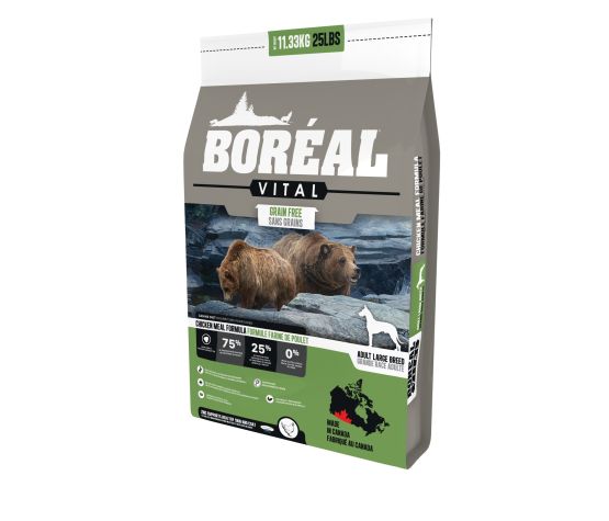 Boréal Vital nourriture sèche pour chiens de grande race Poulet sans grains 11.3 kg               ** NOURRITURE SÈCHE NON VENDUE EN LIGNE **