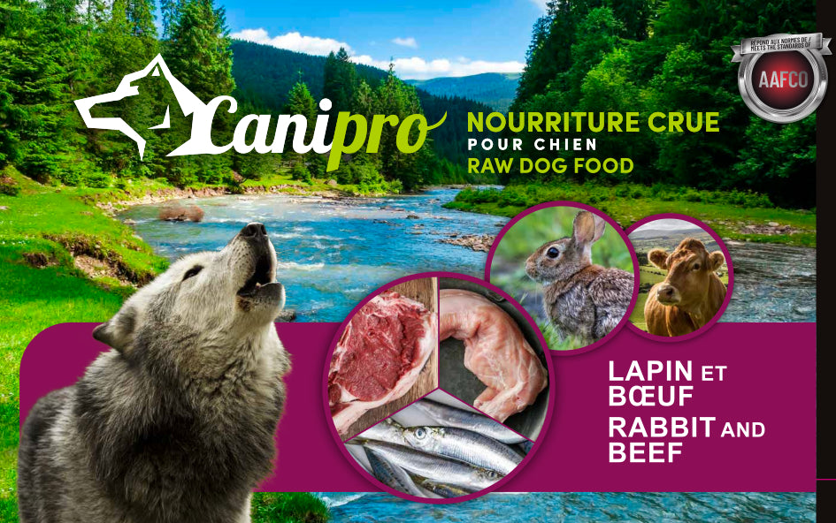 Canipro nourriture crue pour chiens Boeuf et lapin 30 lb
