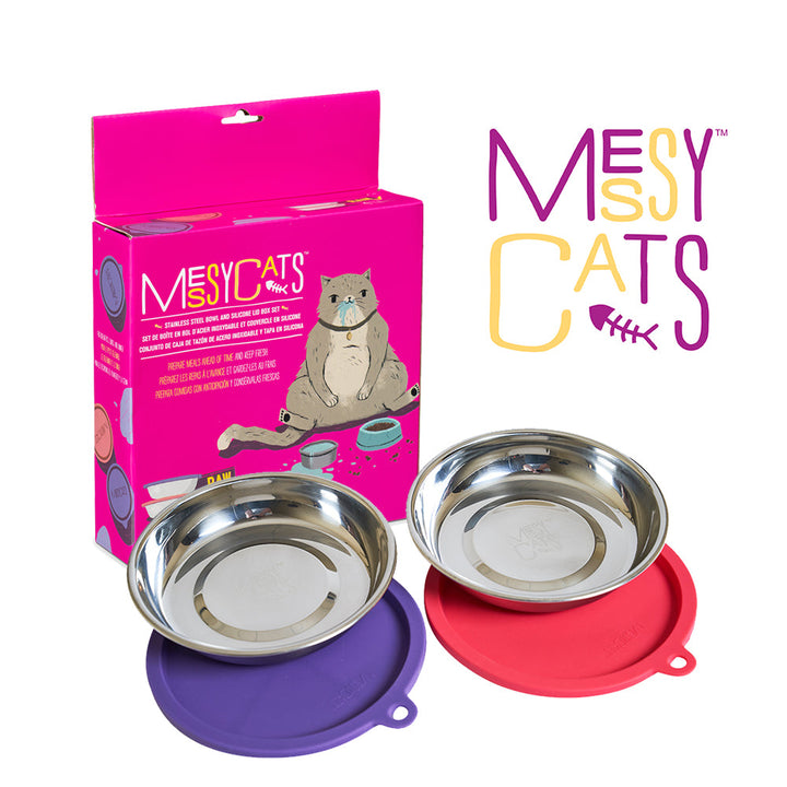 Messy Cats ensemble de bols en acier inoxydable