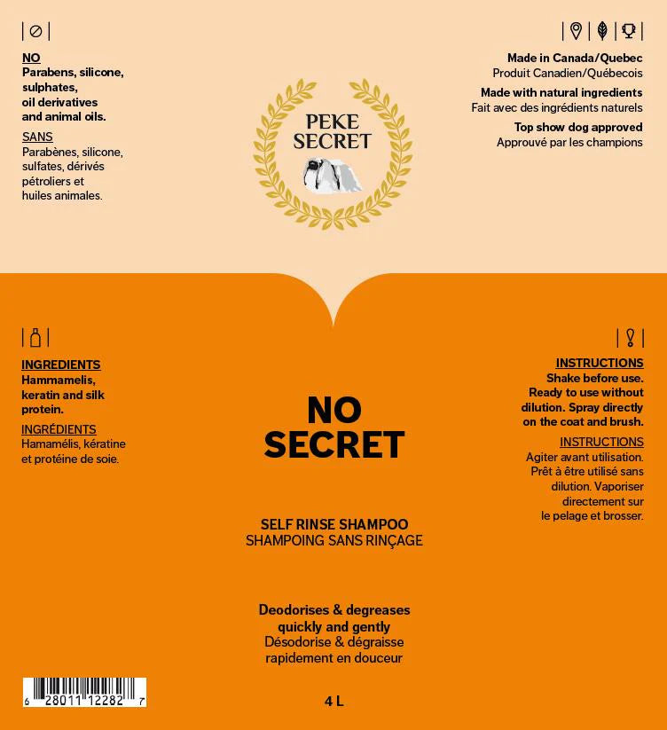 Peke Secret shampoing sans rinçage No Secret 250 ml