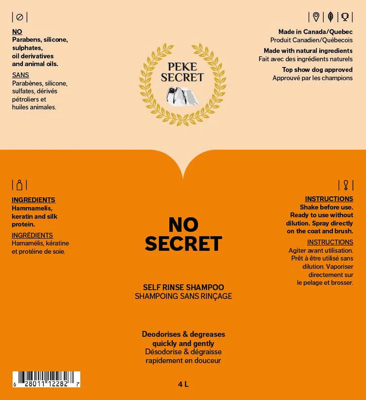 Peke Secret shampoing sans rinçage No Secret 250 ml